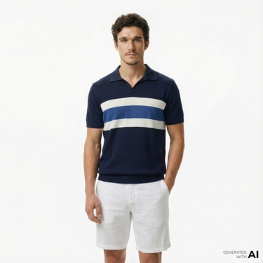  Nautica Erkek Lacivert Classic Fit Çizgili Triko