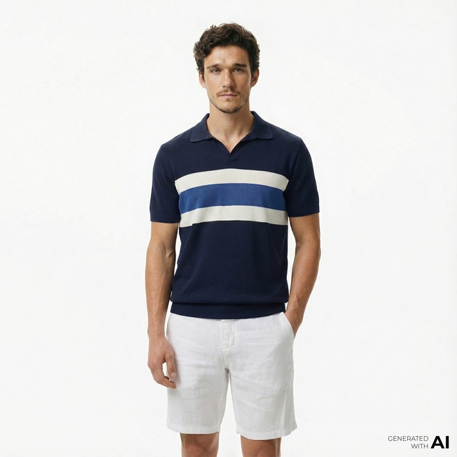  Nautica Erkek Lacivert Classic Fit Çizgili Triko