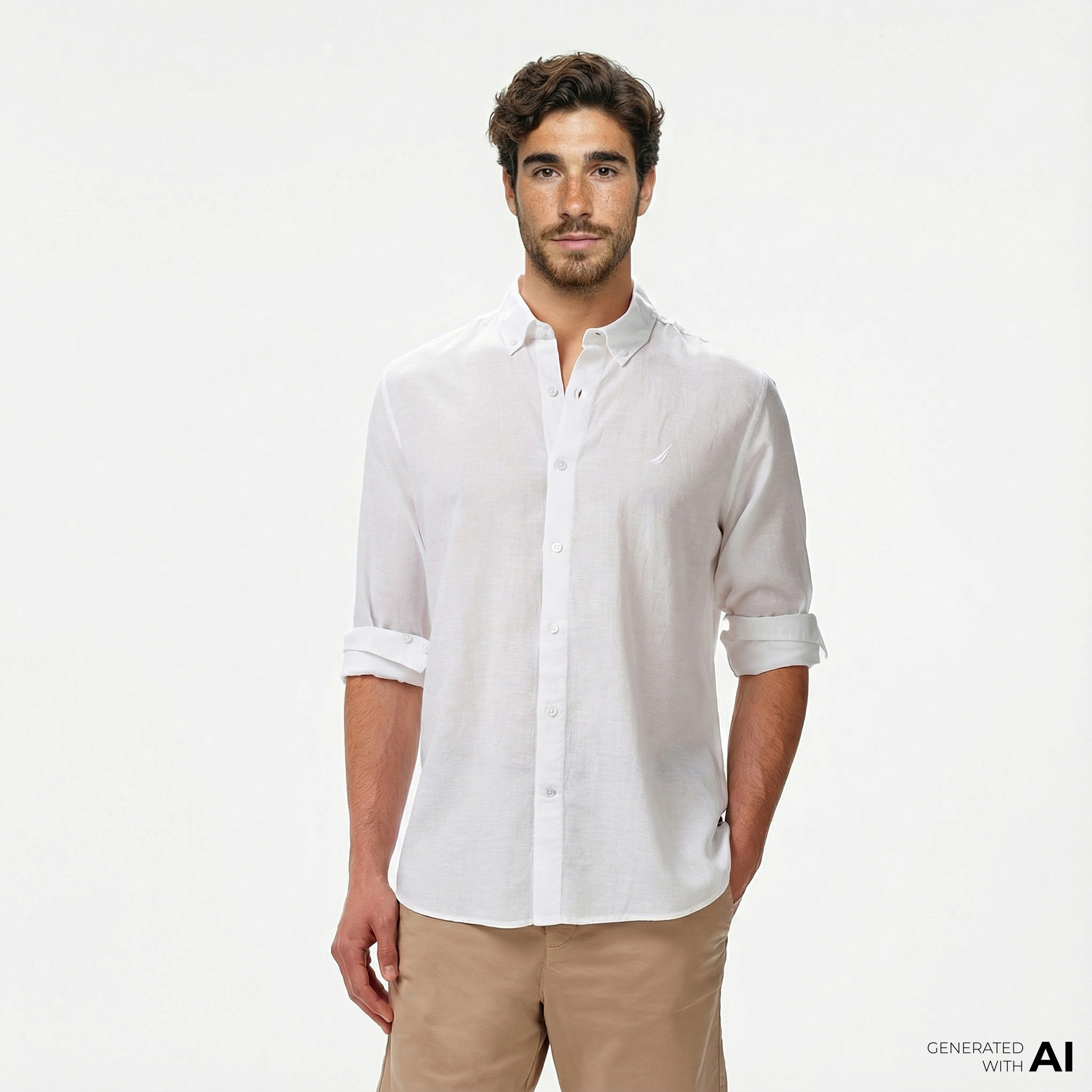  Nautica Erkek Beyaz Classic Fit Gömlek