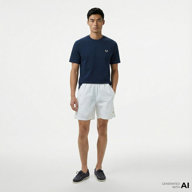  Fred Perry On Court Erkek Beyaz Şort