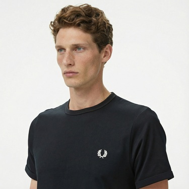  Fred Perry Ringer Erkek Siyah T-Shirt