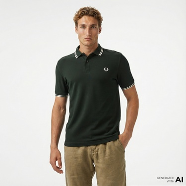  Fred Perry Twin Tipped Erkek Yeşil T-Shirt