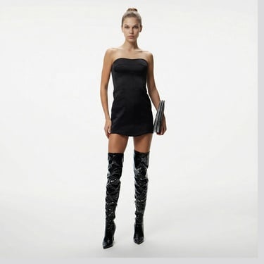  Fabby Corset Kadın Siyah Straplez Elbise