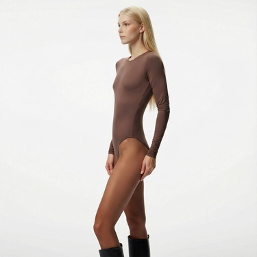  Fabby Kadın Kahverengi Bodysuit
