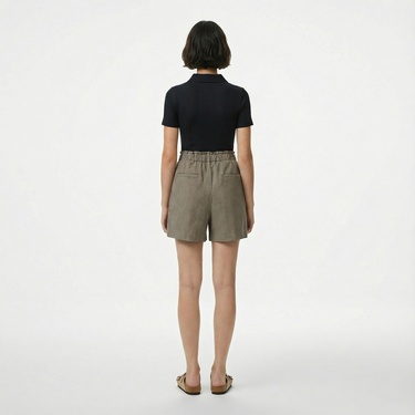  Nautica Kadın Kahverengi Relaxed Fit Çizgili Şort