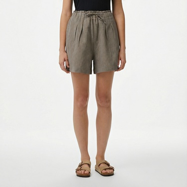  Nautica Kadın Kahverengi Relaxed Fit Çizgili Şort