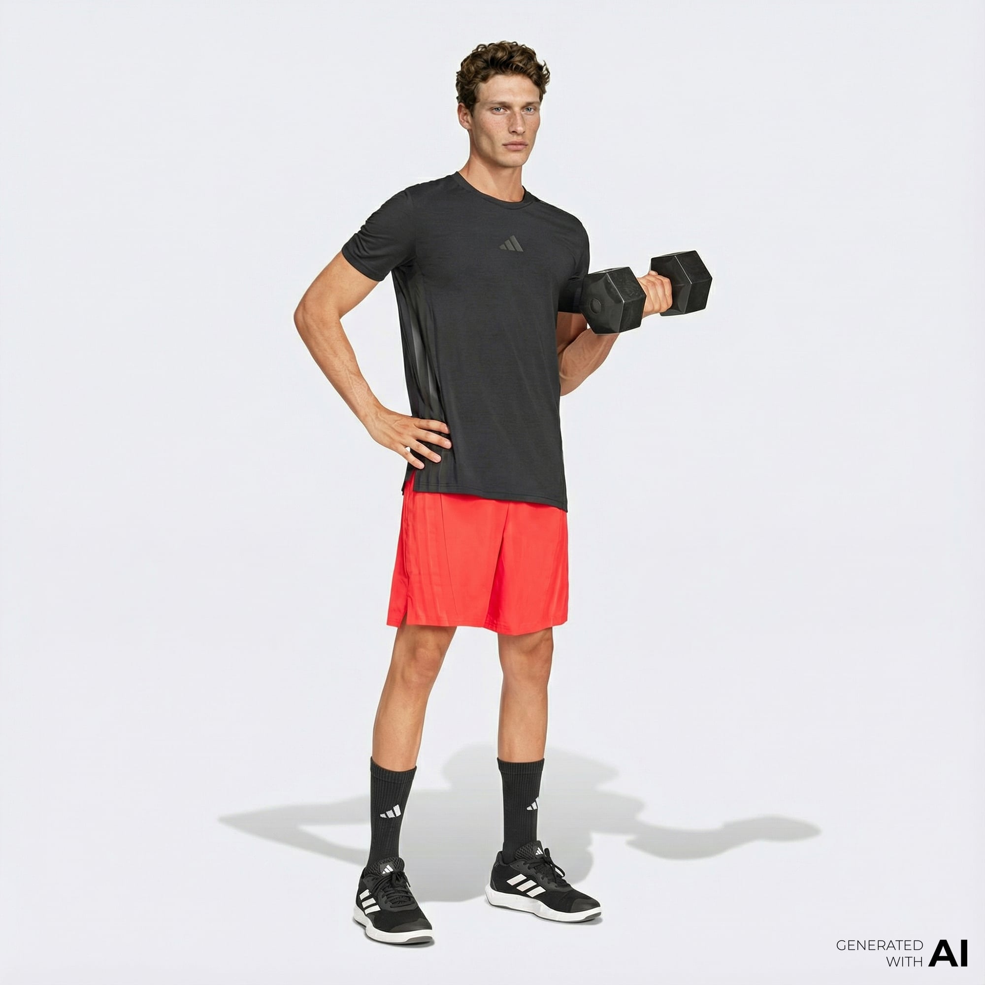  adidas Designed 4 Training 3-Stripes Erkek Siyah T-Shirt