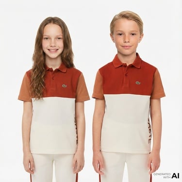  Lacoste Çocuk Renk Bloklu Bej Polo
