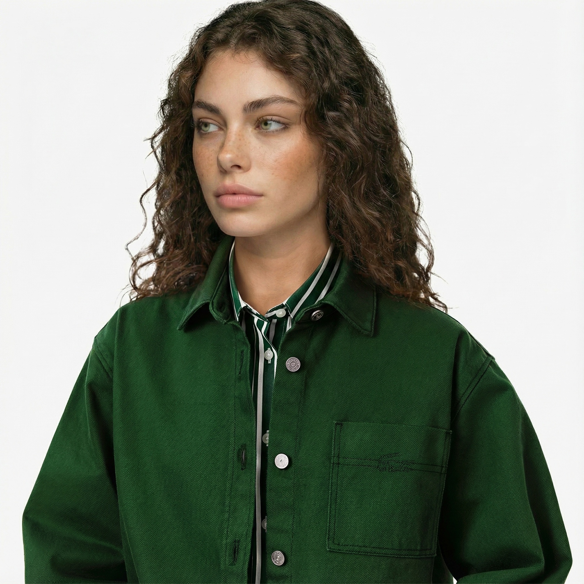 Lacoste Kadın Relaxed Fit Denim Yeşil Ceket