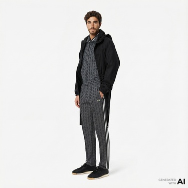  Lacoste Paris Erkek Regular Fit Monogram Siyah Eşofman Altı