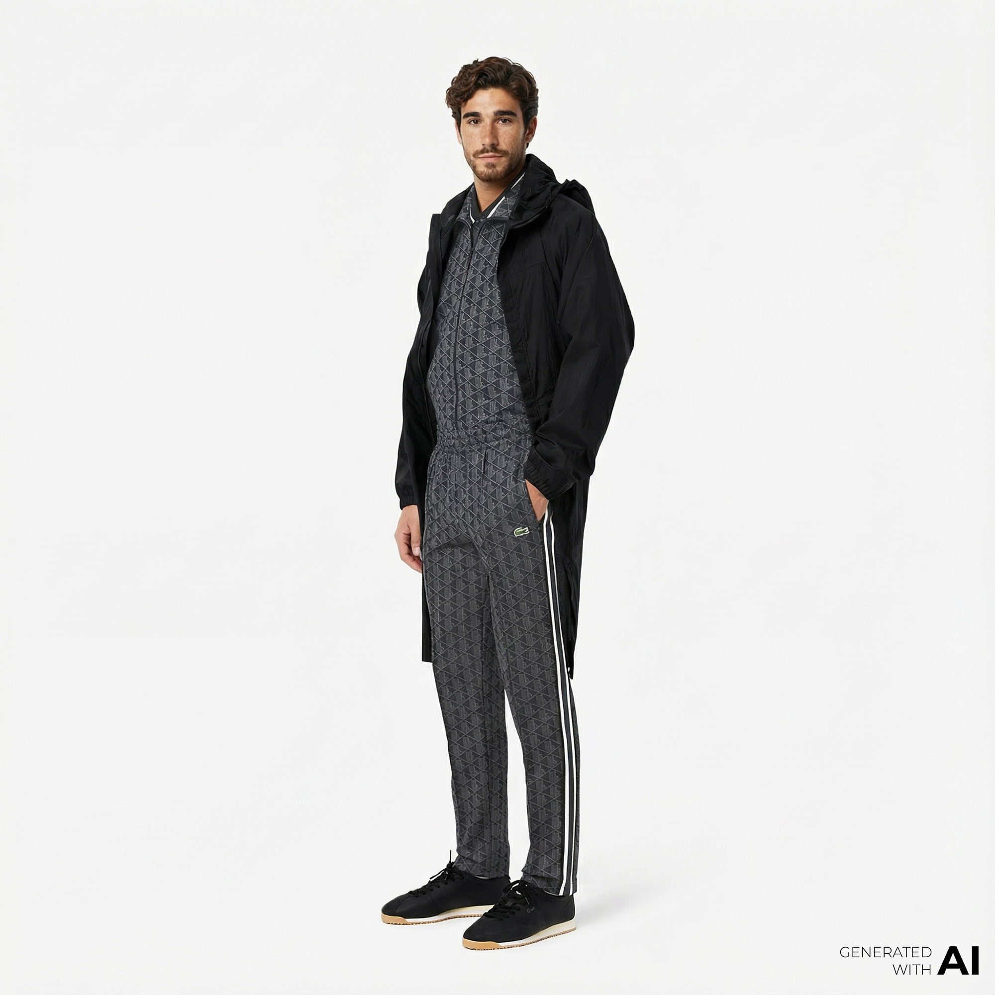 Lacoste Paris Erkek Regular Fit Monogram Siyah Eşofman Altı