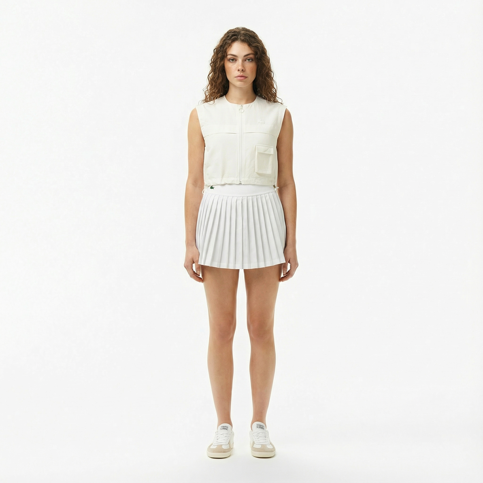  Lacoste Kadın Regular Fit Kolsuz Fermuarlı Beyaz Gömlek