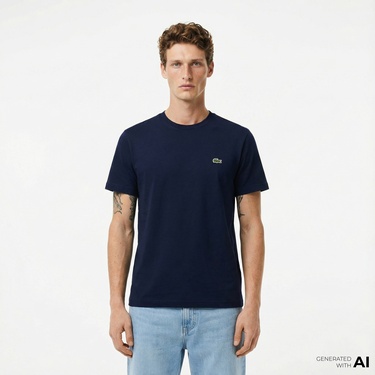  Lacoste Erkek Classic Fit Bisiklet Yaka Lacivert T-Shirt