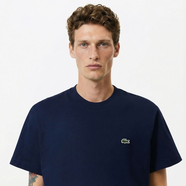  Lacoste Erkek Classic Fit Bisiklet Yaka Lacivert T-Shirt