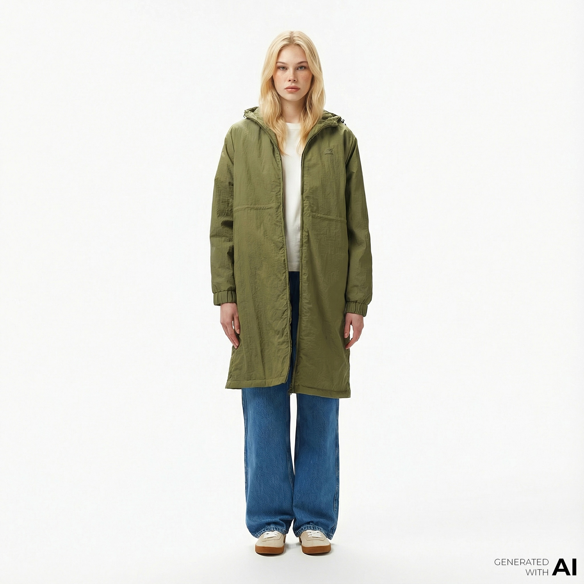 Lacoste Kadın Kapüşonlu Yeşil Yağmurluk