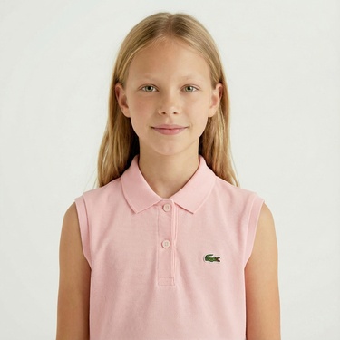  Lacoste Kız Çocuk Kolsuz Polo Yaka Pembe Elbise