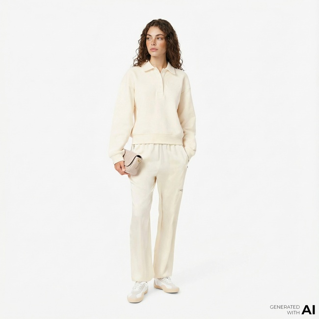  Lacoste Kadın Oversized Fit Krem Pantolon