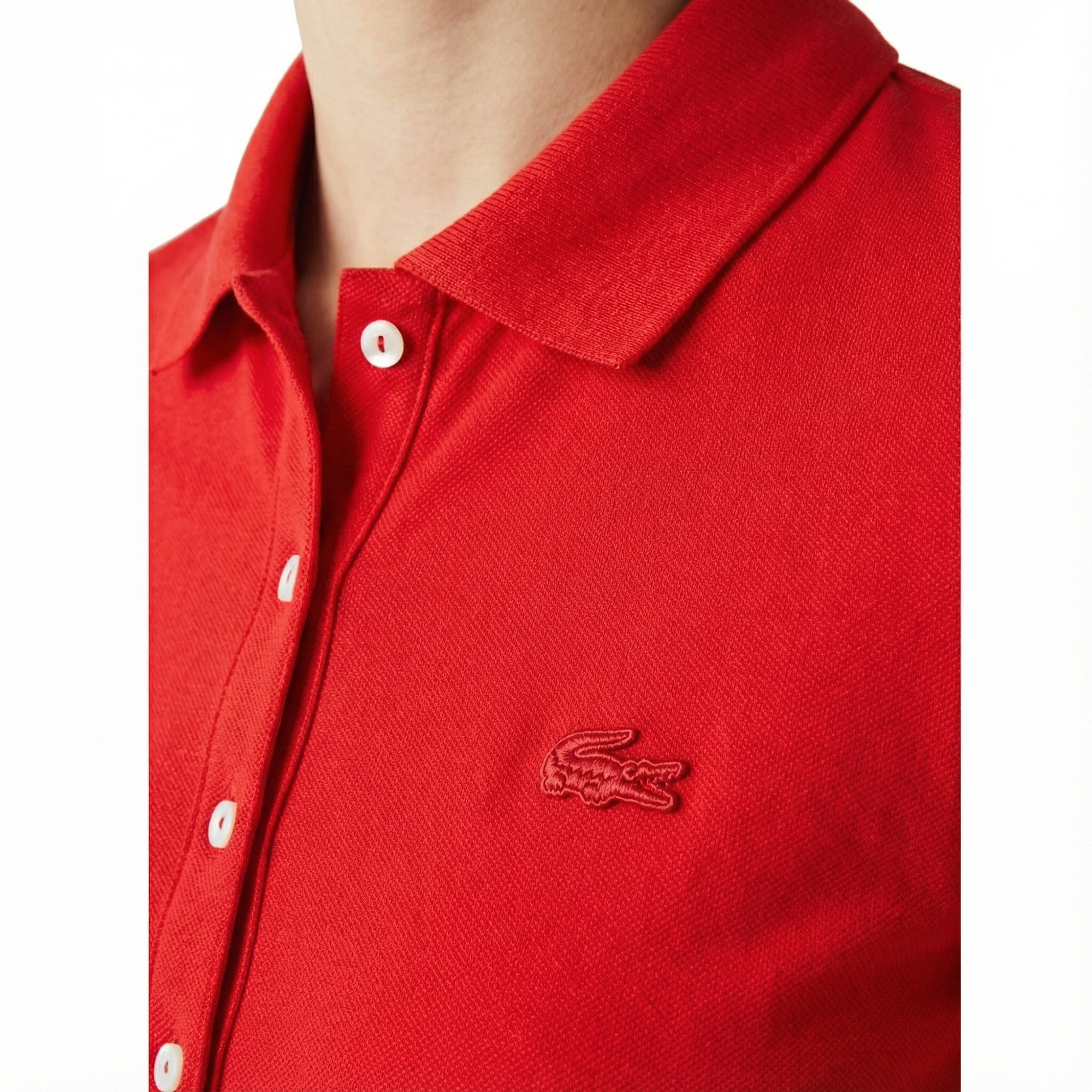 Lacoste Kadın Slim Fit Kısa Kollu Polo Yaka Kırmızı Elbise