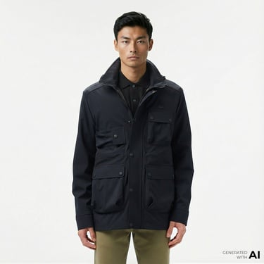  Lacoste Erkek Kapüşonlu Siyah Mont