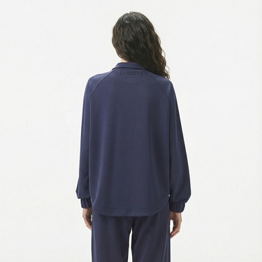  Lacoste Kadın Loose Fit Fermuarlı Lacivert Sweatshirt