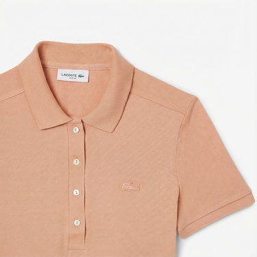  Lacoste L.12.D Kadın Slim Fit Kahverengi Polo