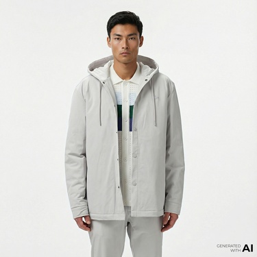  Lacoste Erkek Regular Fit Kapüşonlu Gri Ceket
