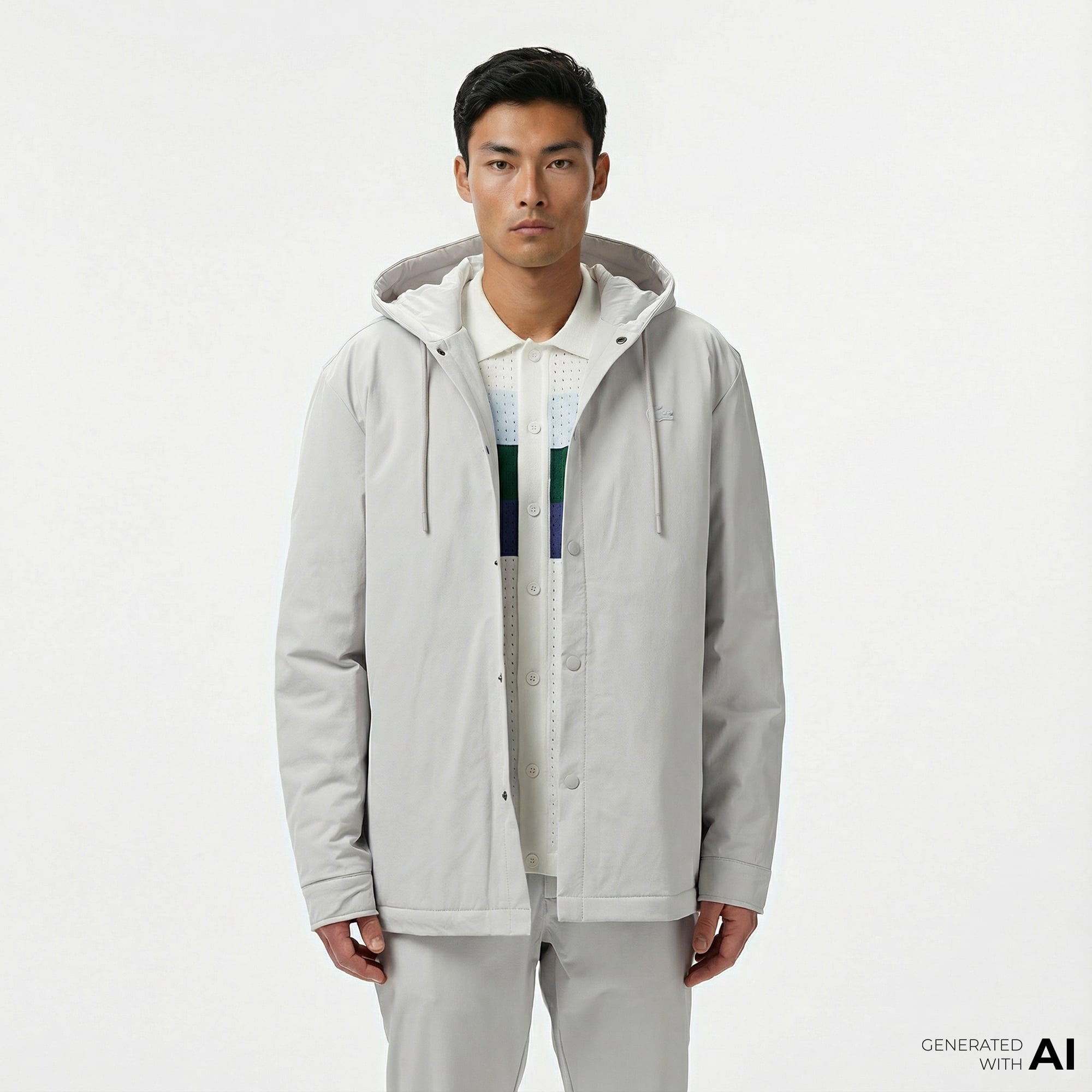  Lacoste Erkek Regular Fit Kapüşonlu Gri Ceket