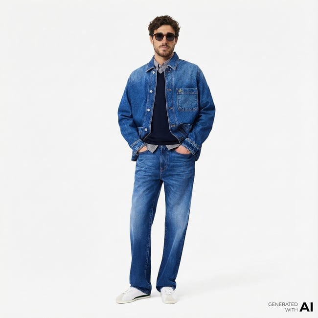  Lacoste Erkek Straight Fit Lacivert Jean Pantolon