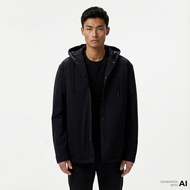  Lacoste Erkek Regular Fit Kapüşonlu Siyah Ceket