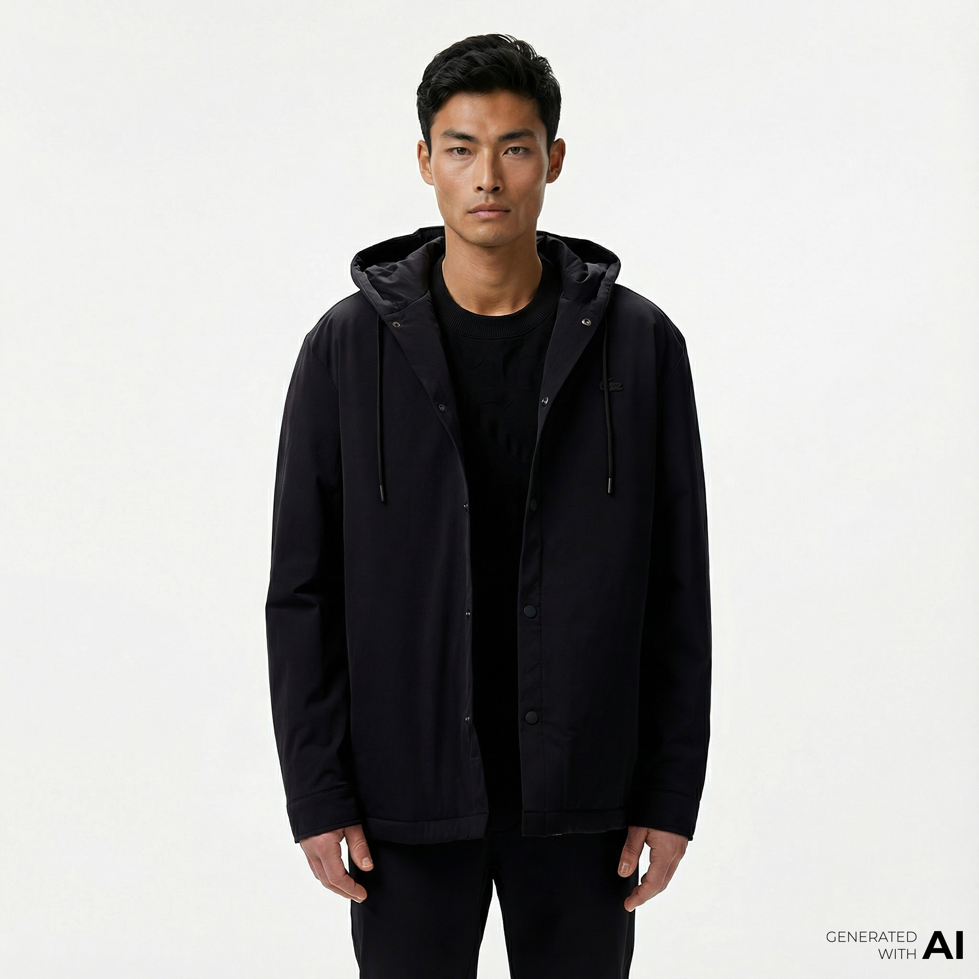  Lacoste Erkek Regular Fit Kapüşonlu Siyah Ceket