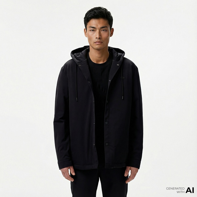  Lacoste Erkek Regular Fit Kapüşonlu Siyah Ceket