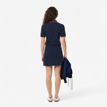  Lacoste Kadın Renk Bloklu Lacivert Etek