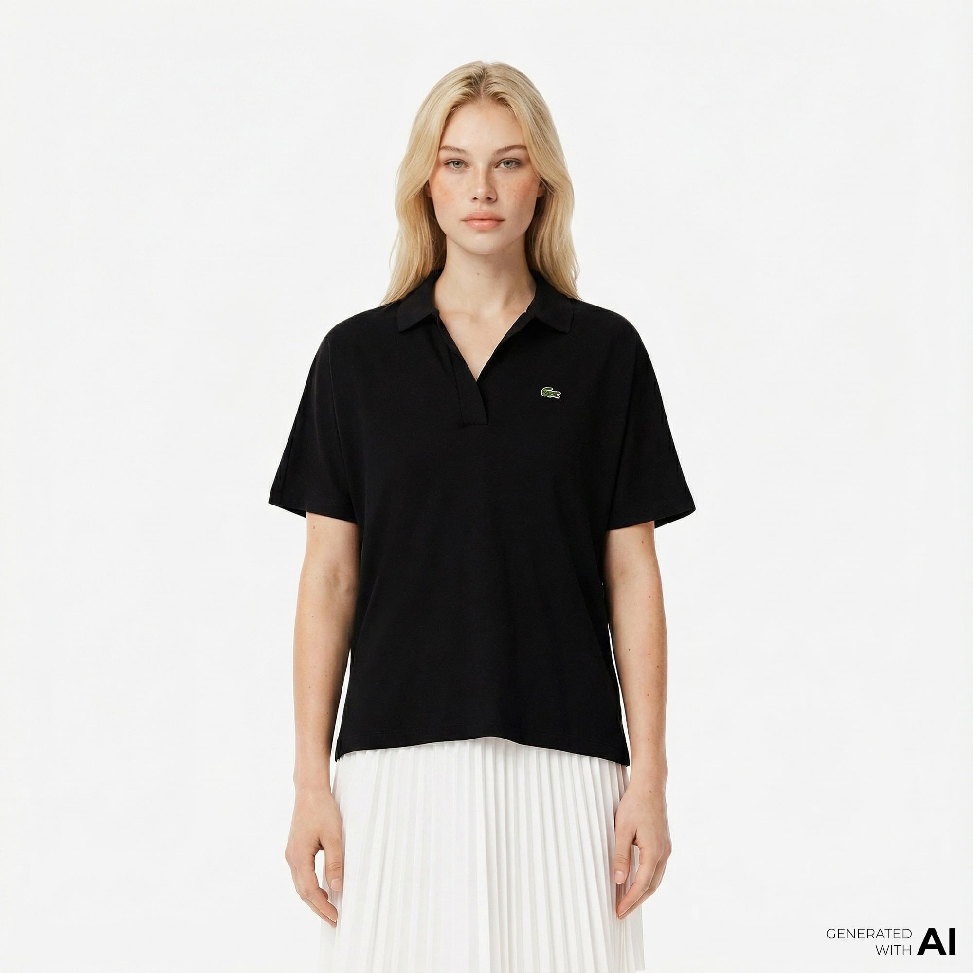 Lacoste Kadın Relaxed Fit Siyah Polo