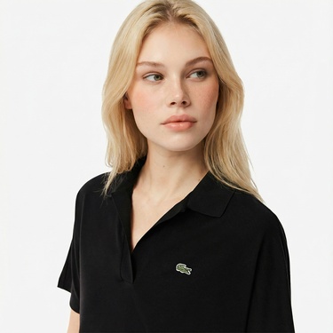  Lacoste Kadın Relaxed Fit Siyah Polo