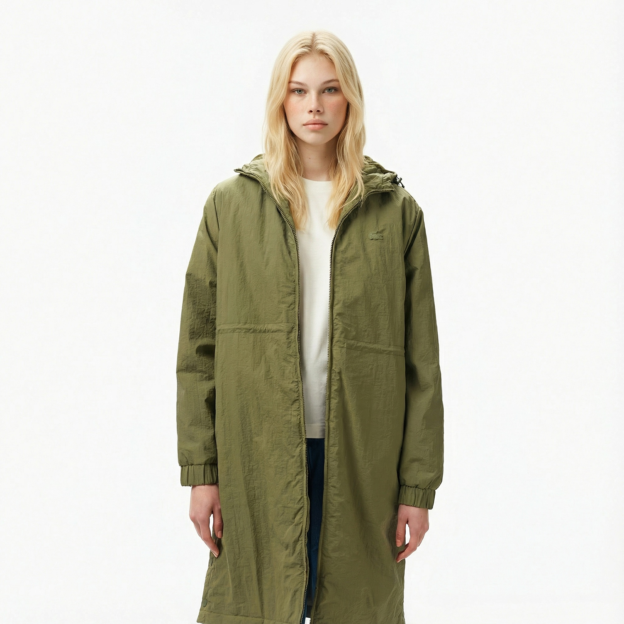 Lacoste Kadın Kapüşonlu Yeşil Yağmurluk