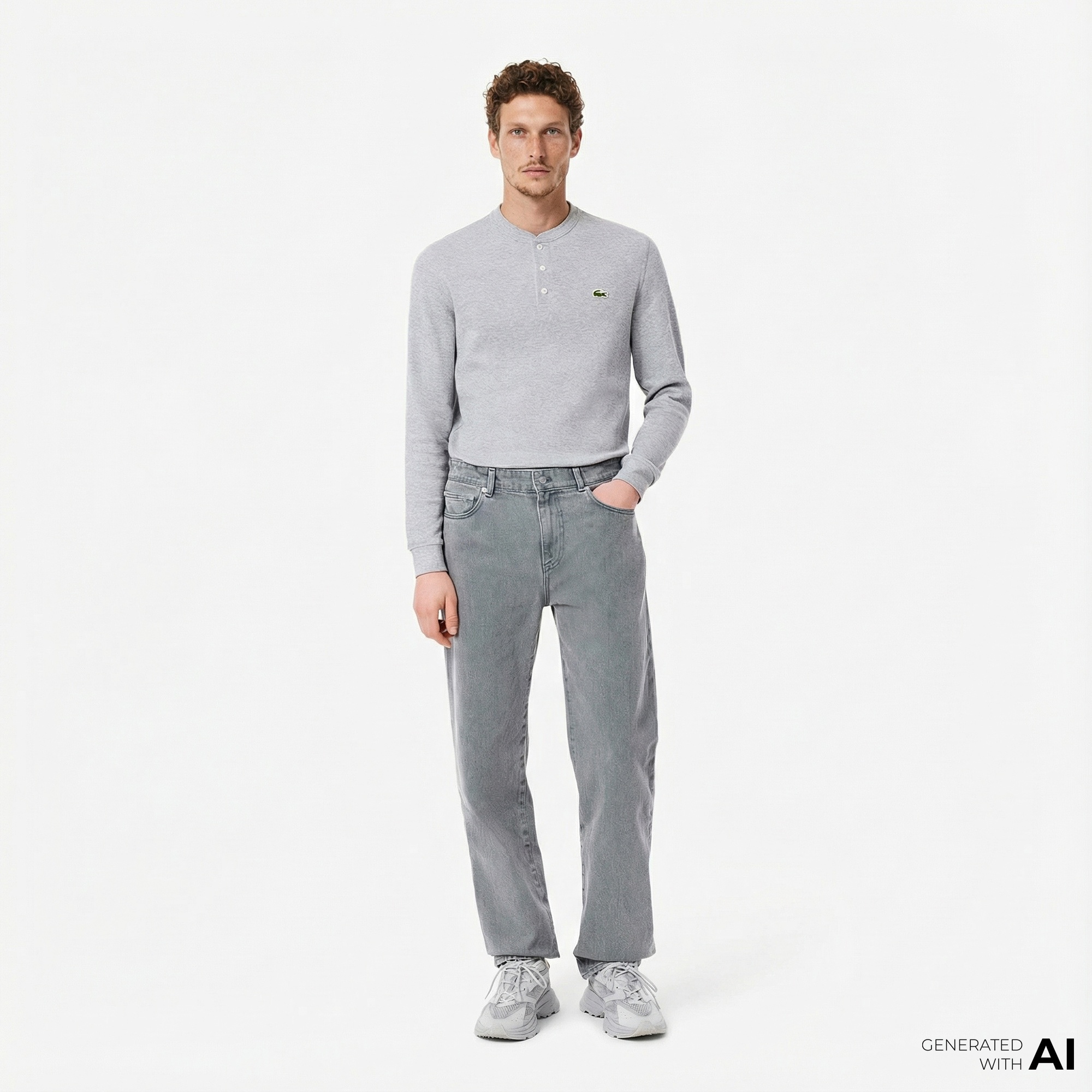 Lacoste Erkek Straight Fit Gri Jean Pantolon