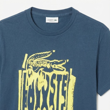  Lacoste Çocuk Bisiklet Yaka Baskılı Lacivert T-Shirt