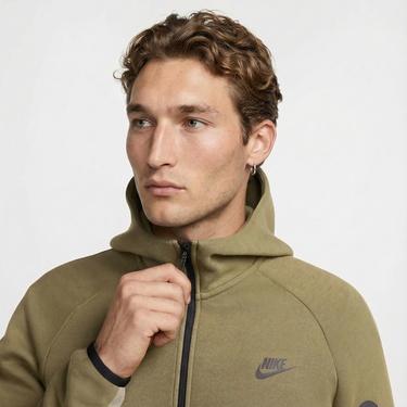  Nike Tech Fleece Erkek Haki Kapüşonlu Hoodie
