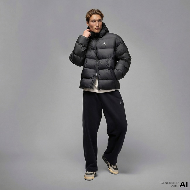  Jordan Brooklyn Puffer Erkek Siyah Mont