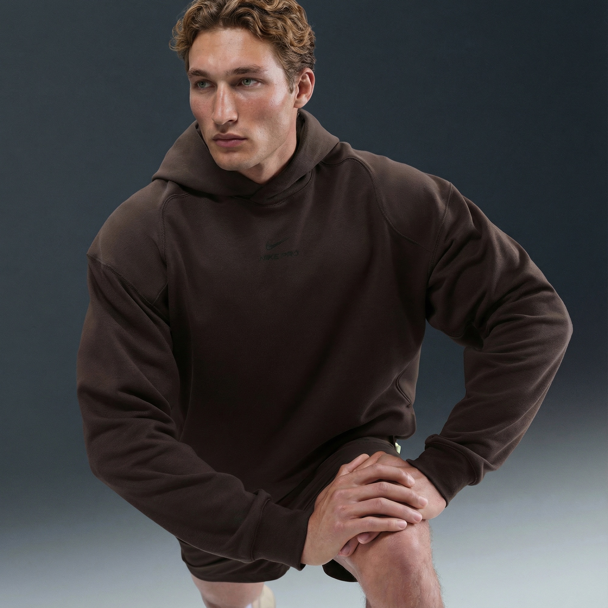 Nike Pro Dri-Fit Midlayer Erkek Kahverengi Hoodie