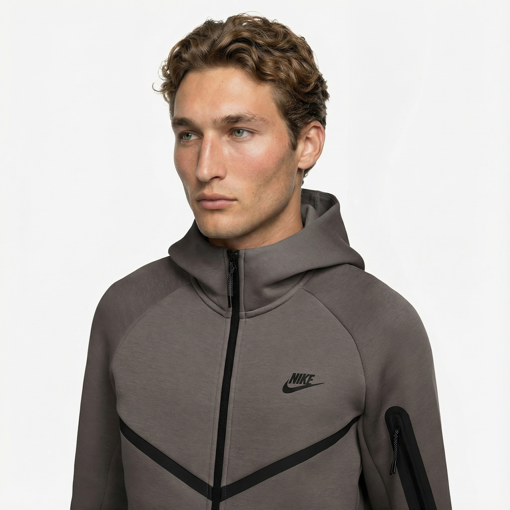 Nike Tech Fleece Erkek Gri Kapüşonlu Hoodie