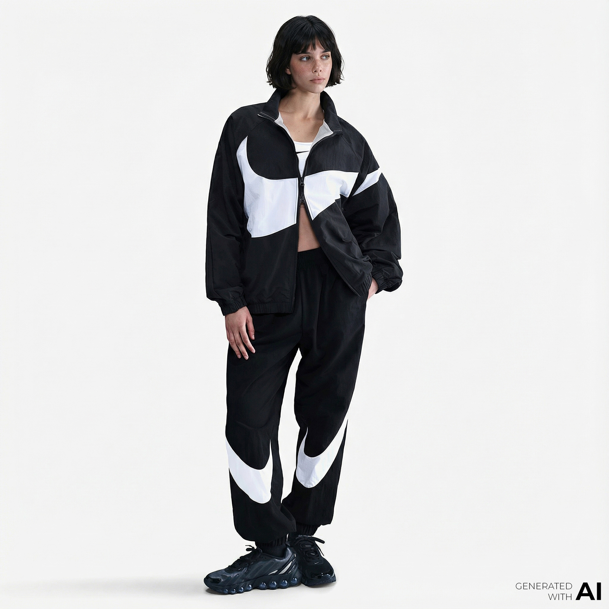  Nike Sportswear Logo Kadın Siyah Ceket