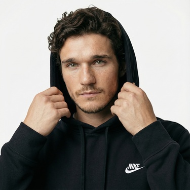  Nike Club Fleece Erkek Siyah Hoodie