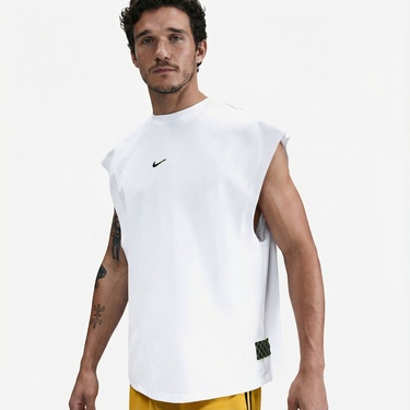  Nike Dri-Fit Top Street Erkek Beyaz T-Shirt