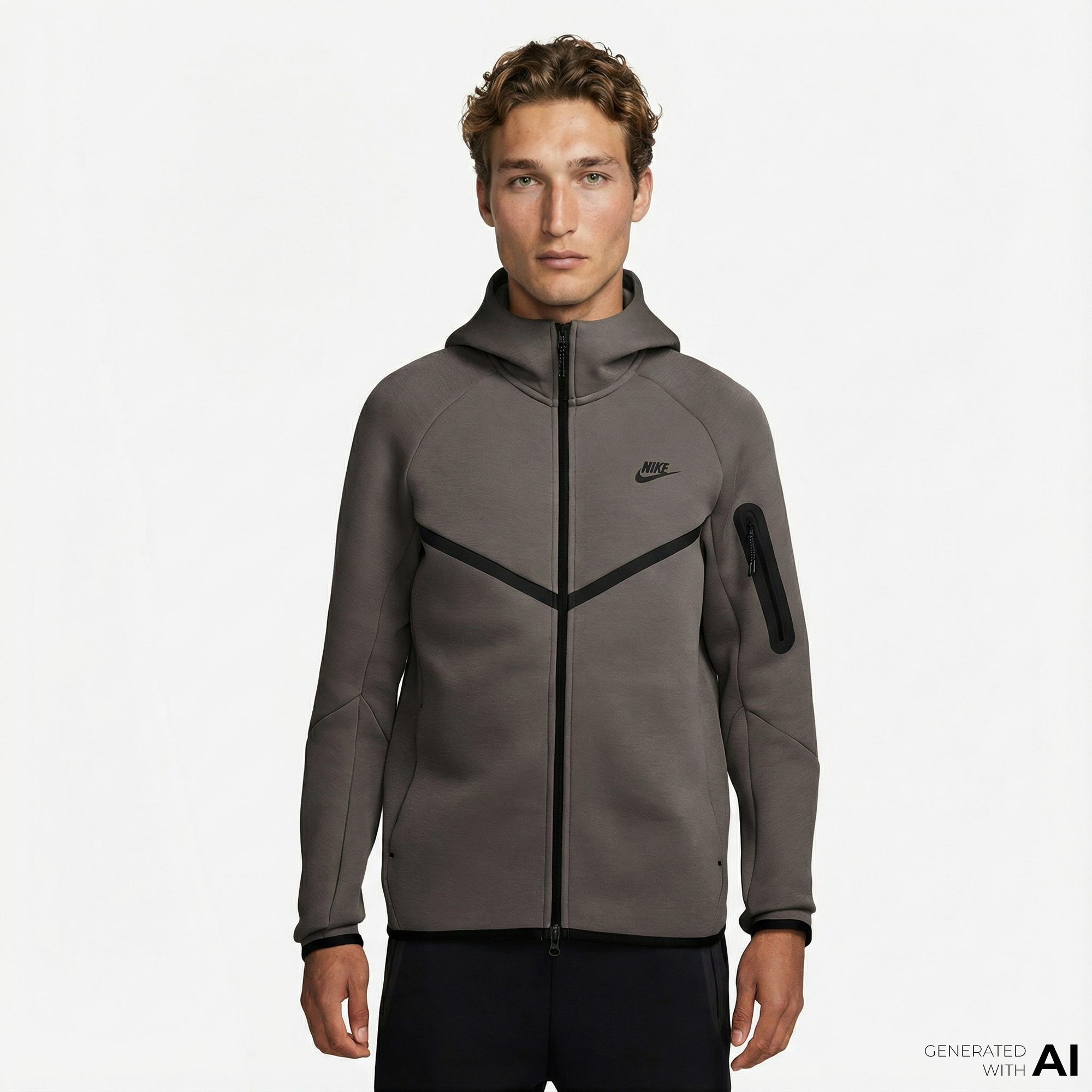  Nike Tech Fleece Erkek Gri Kapüşonlu Hoodie