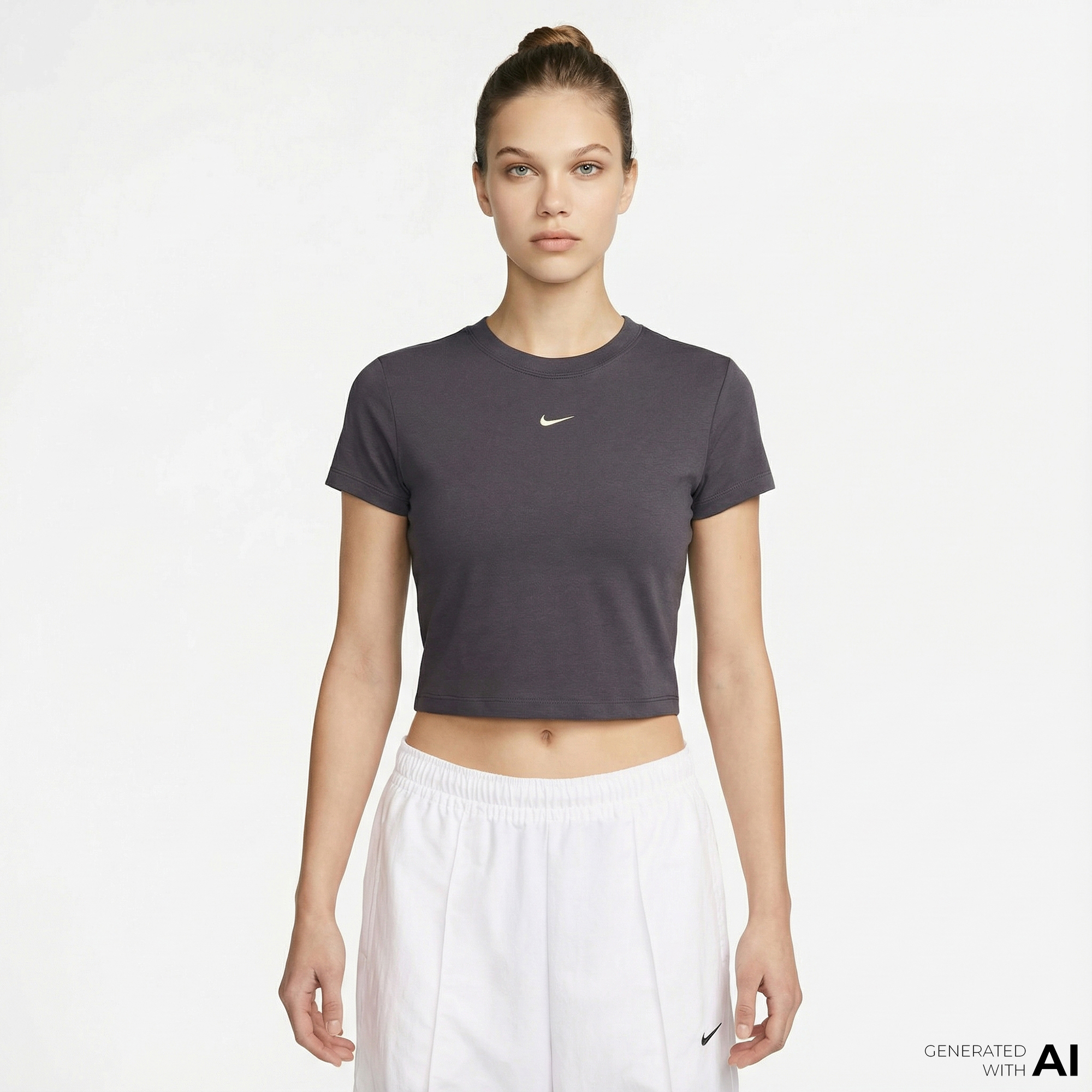  Nike Sportswear Chill Knit Kadın Gri Crop T-Shirt