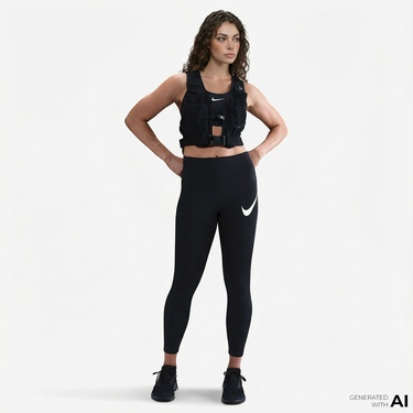  Nike Dri-Fit Tempo Swoosh Run Kadın Siyah Tayt