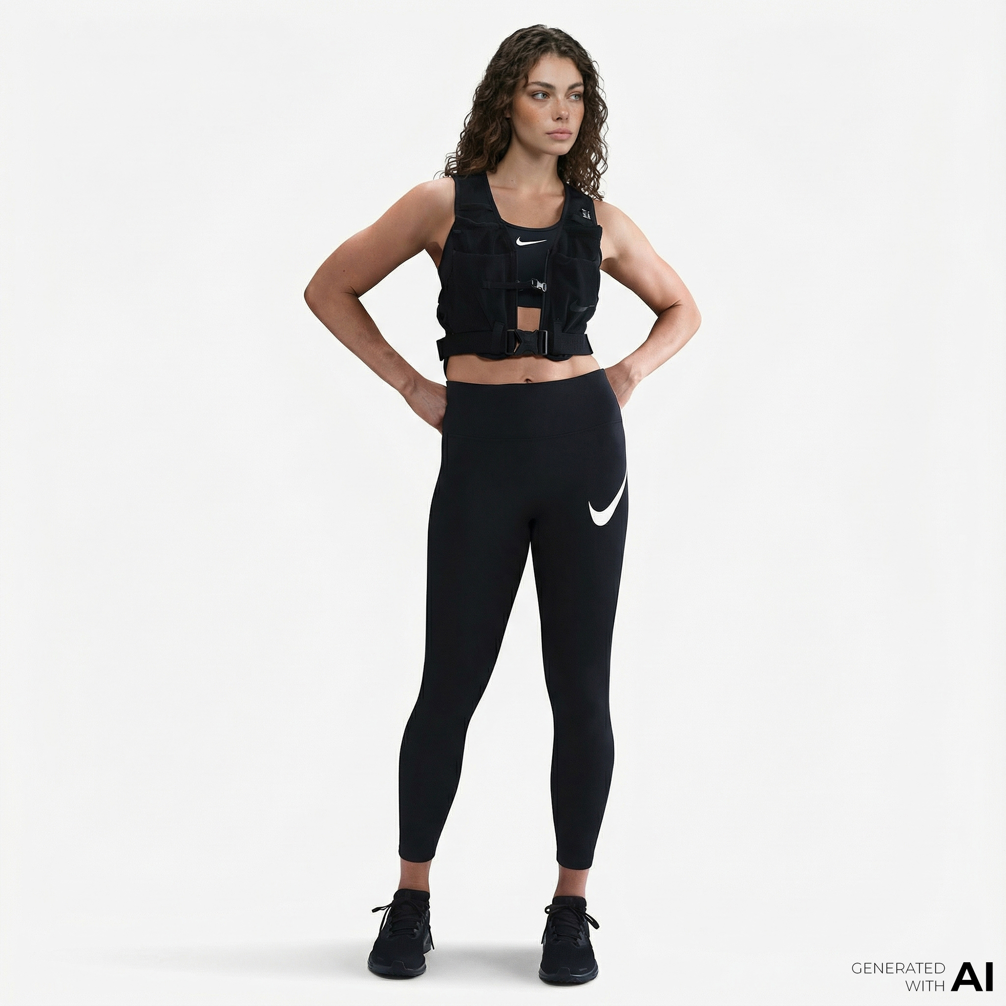  Nike Dri-Fit Tempo Swoosh Run Kadın Siyah Tayt