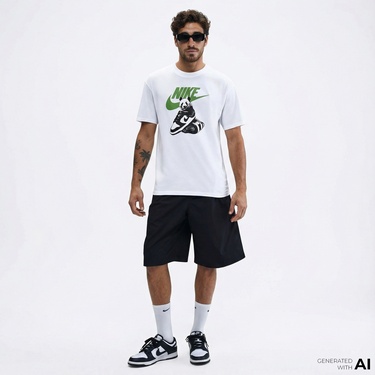  Nike Sportswear Erkek Beyaz T-Shirt