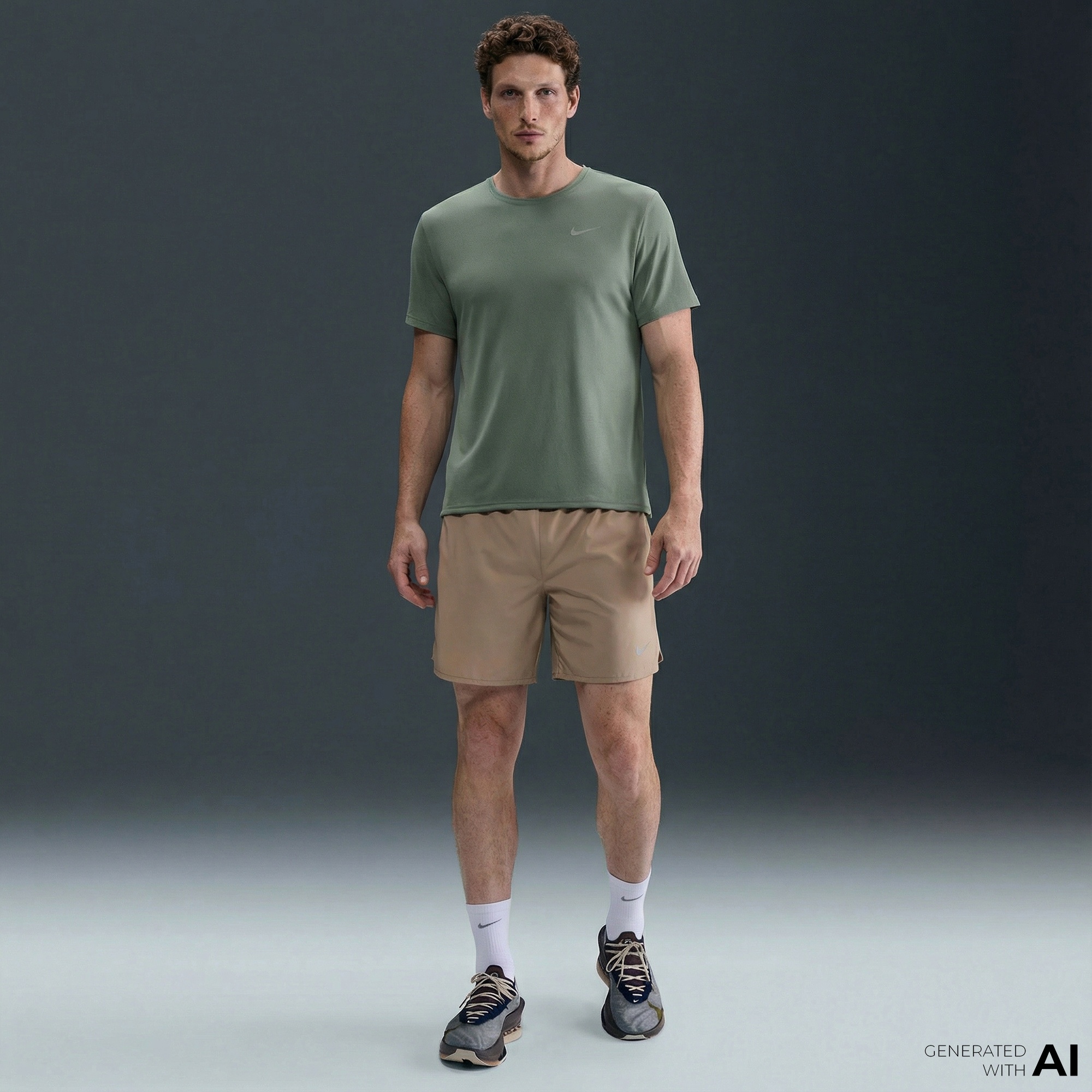 Nike Dri-Fit Miler Erkek Yeşil T-Shirt